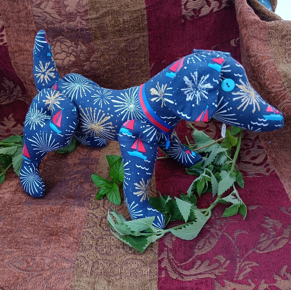 Handmade Plush Dog "Fireworks" Large - Picture 5 of 9